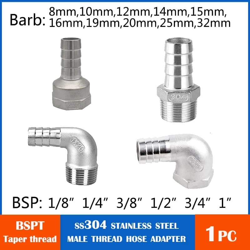 Raccord de plomberie 1/4 1/2 (6 8 10 12 15 20mm) en acier inoxydable 304, raccord fileté mâle-femelle, coude pour tuyau de plomberie