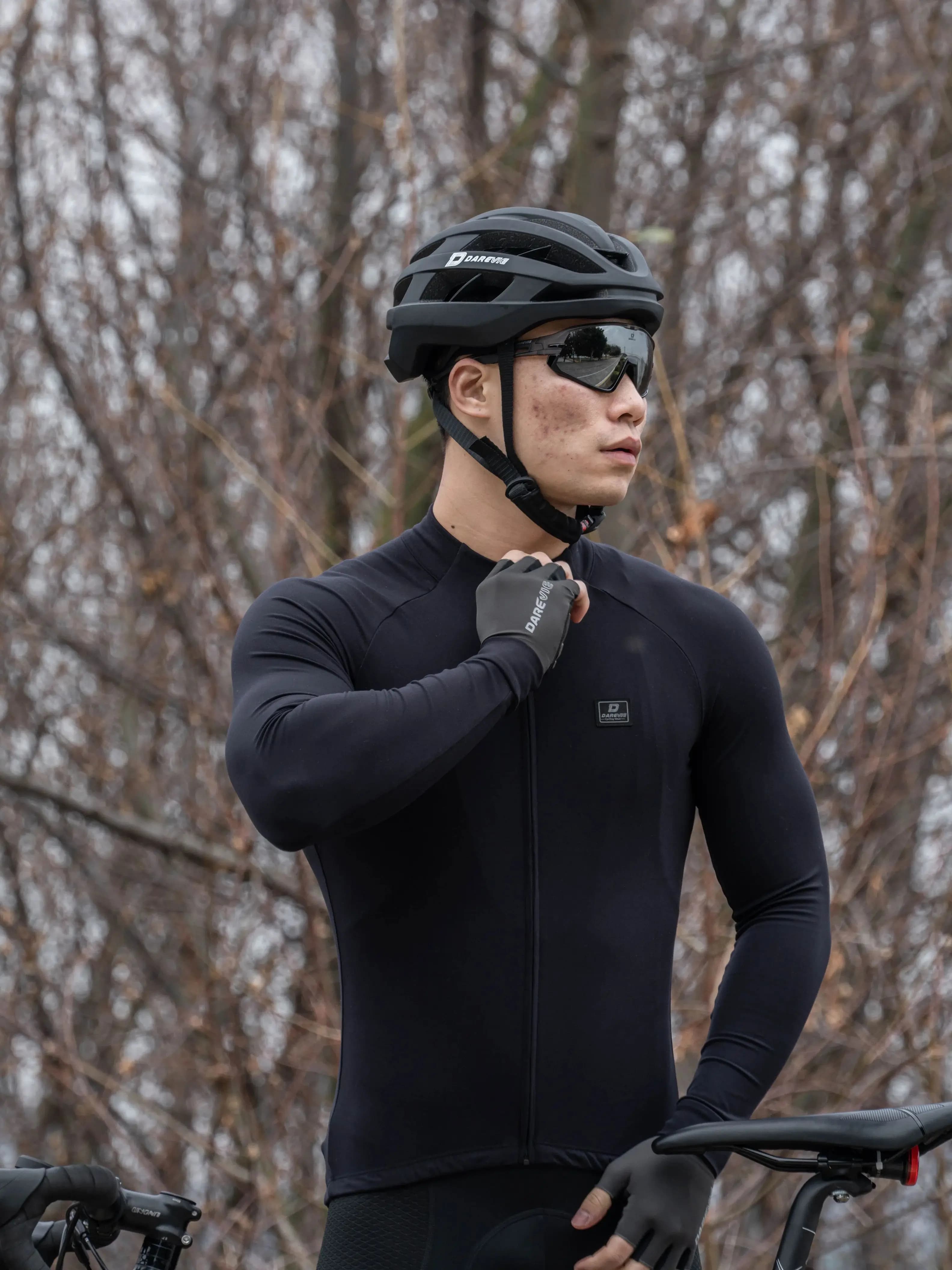DAREVIE maillot de cyclisme hiver doux chaud femmes hommes maillot de cyclisme à manches longues de haute qualité route vtt poche maillot de cyclisme