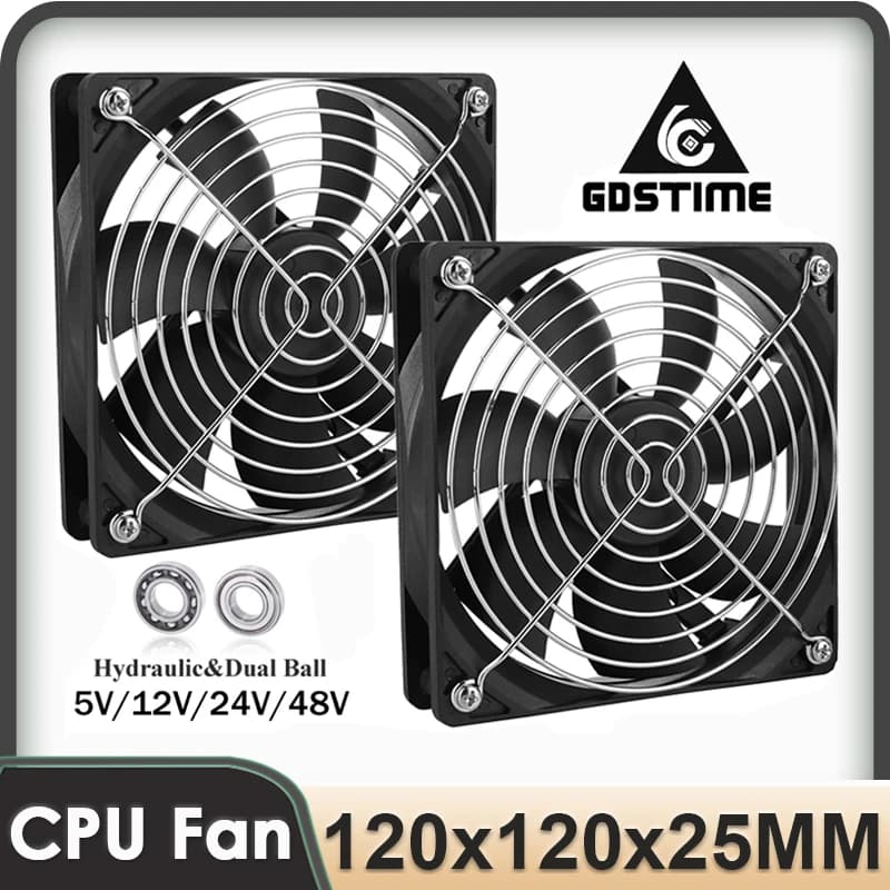 Ventilateur Axial avec grille, excellente Ventilation de 12cm, pour poste de travail, armoire, serveur, 5V, 12V, 24V, 48V