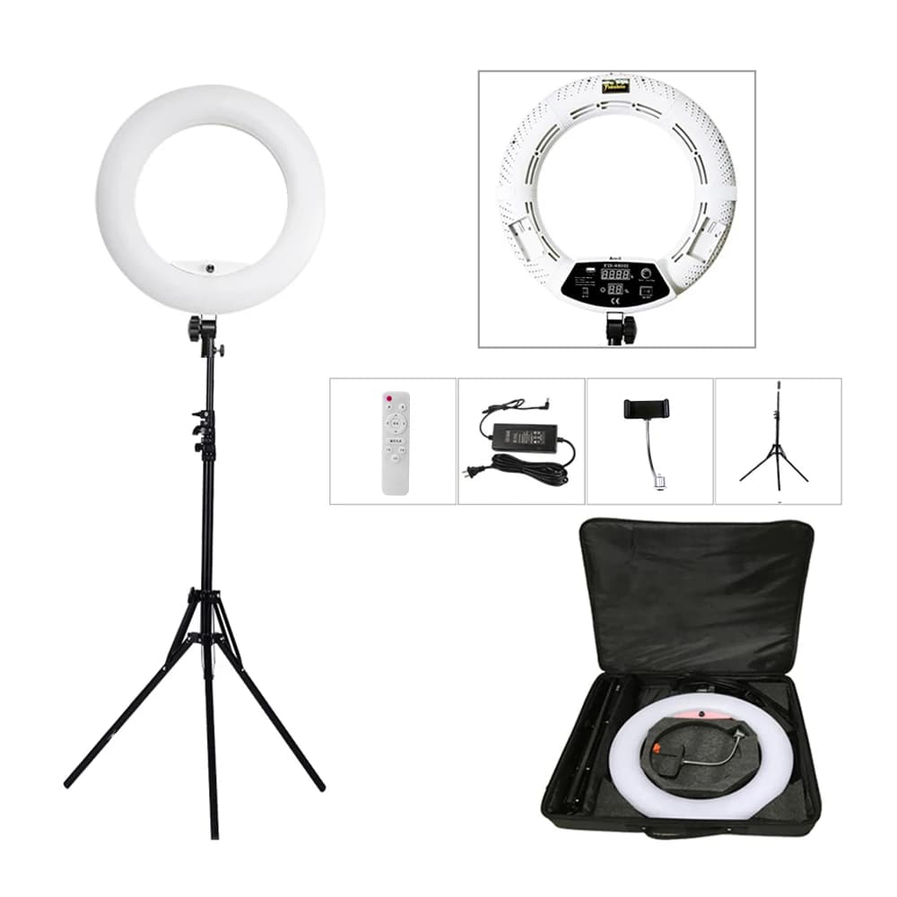 Lampe annulaire de 18 pouces avec trépied 96W, lumière pour Selfie, pour Salon de beauté, tatouage, Yidoblo FD480, Studio Photo, lumière vidéo CRI95 +