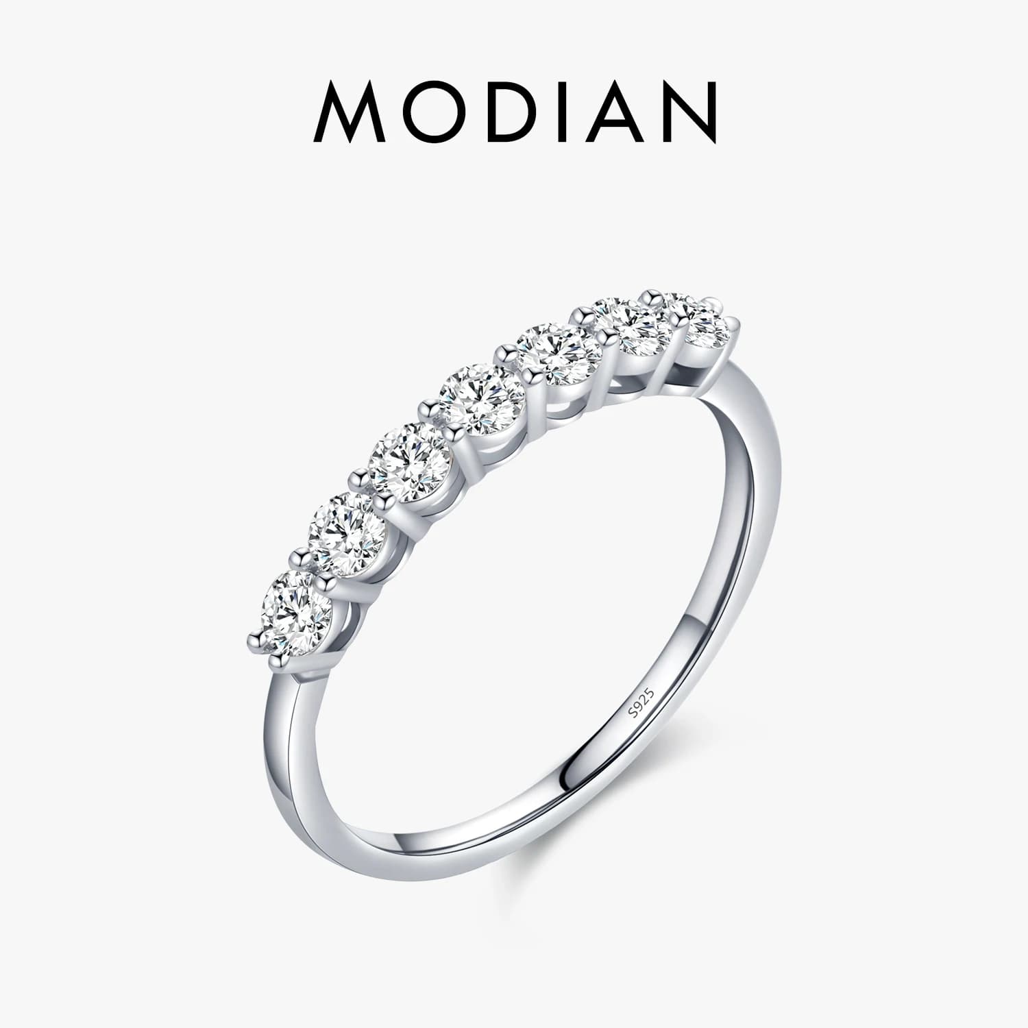 Modian luxe solide 925 en argent Sterling Simple 5A zircone éblouissante bague décontractée pour les femmes de mariage déclaration bijoux