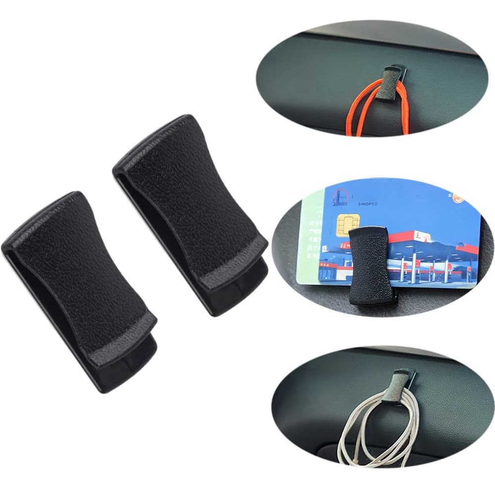 Porte-lunettes multifonction, 2 pièces, Clip adhésif noir pour porte de tableau de bord, accessoires de style automobile