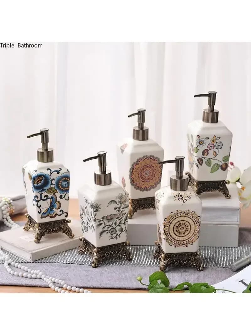 Bouteilles de désinfectant en céramique européenne, distributeur de shampoing pour la maison, bouteilles de Gel douche, porte-savin pour les mains, accessoires de salle de bains, 1 pièce