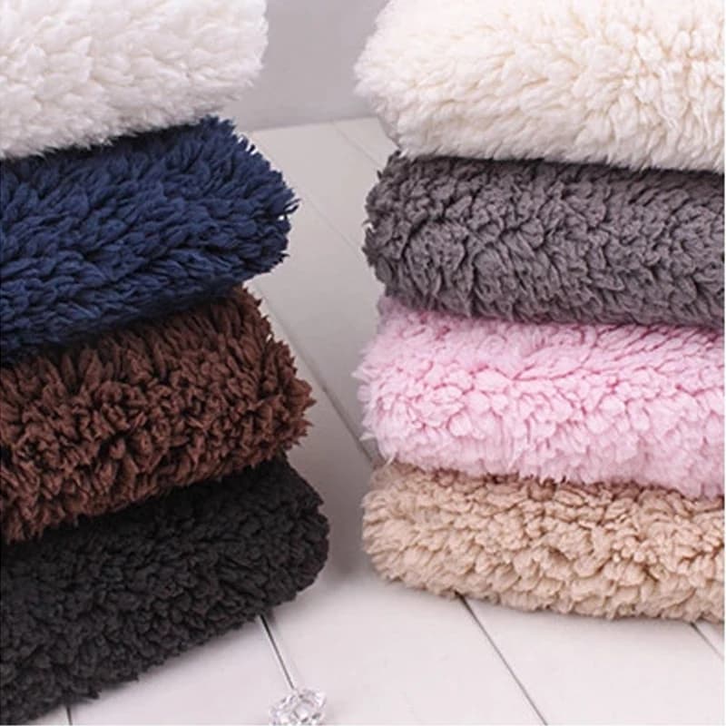 Tissu en Velours d'Agneau en Coton Doux et Épais de 100x160cm, pour Veste Chaude, Robe Faite à la Main, Bricolage, Couture, Quilting, Peluche, Glutnel