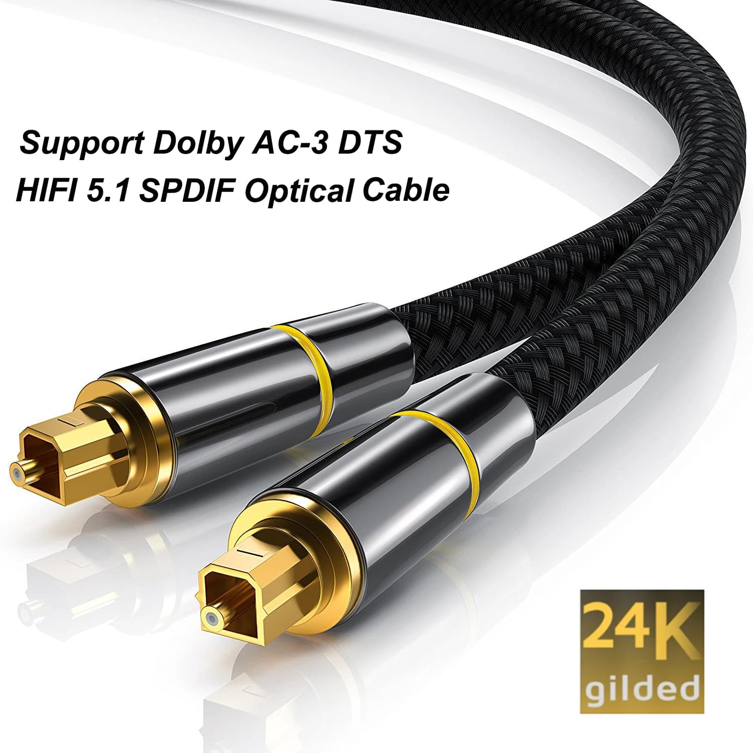 Câble Audio Optique HIFI 5.1 éventuelles DIF Numérique, 1.5m, 3m, 5m, 10m, pour Boîtier TV, PS4, Barre de Son, Amplificateur, Caisson de Basses