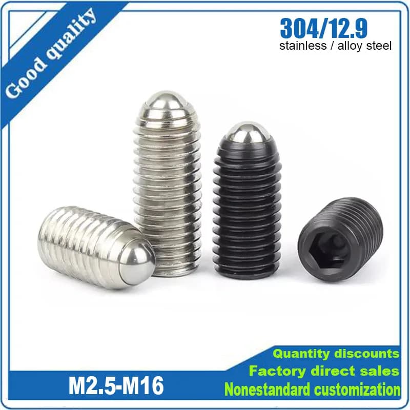 M2.5 à M16 304 acier inoxydable noir 12.9 acier douille hexagonale Allen ressort boule piston Grub Point vis de réglage boulon sans tête