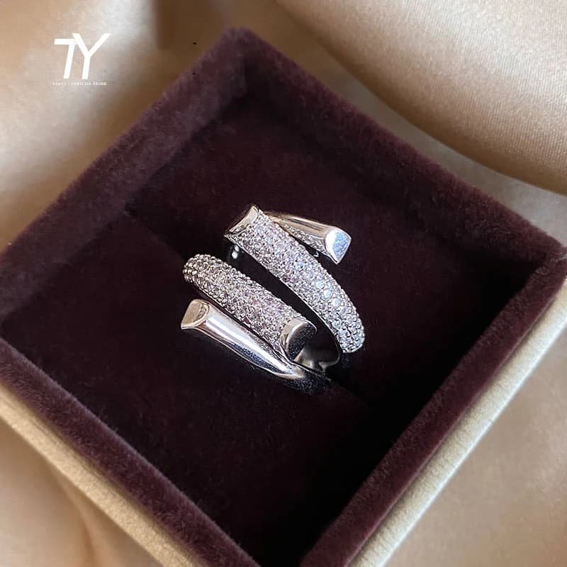 Bagues en métal et Zircon pour femmes, Design exagéré, croix, couleur argent, bijoux de mode coréenne, ensemble de bagues inhabituelles gothiques pour filles