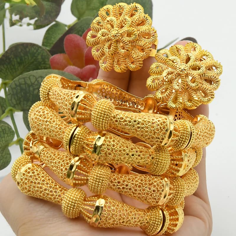 ANIID femmes Bracelet à breloques Bracelet 24K couleur or bijoux Dubai fleur Bracelet marque concepteur africain éthiopien hawaïen bijoux