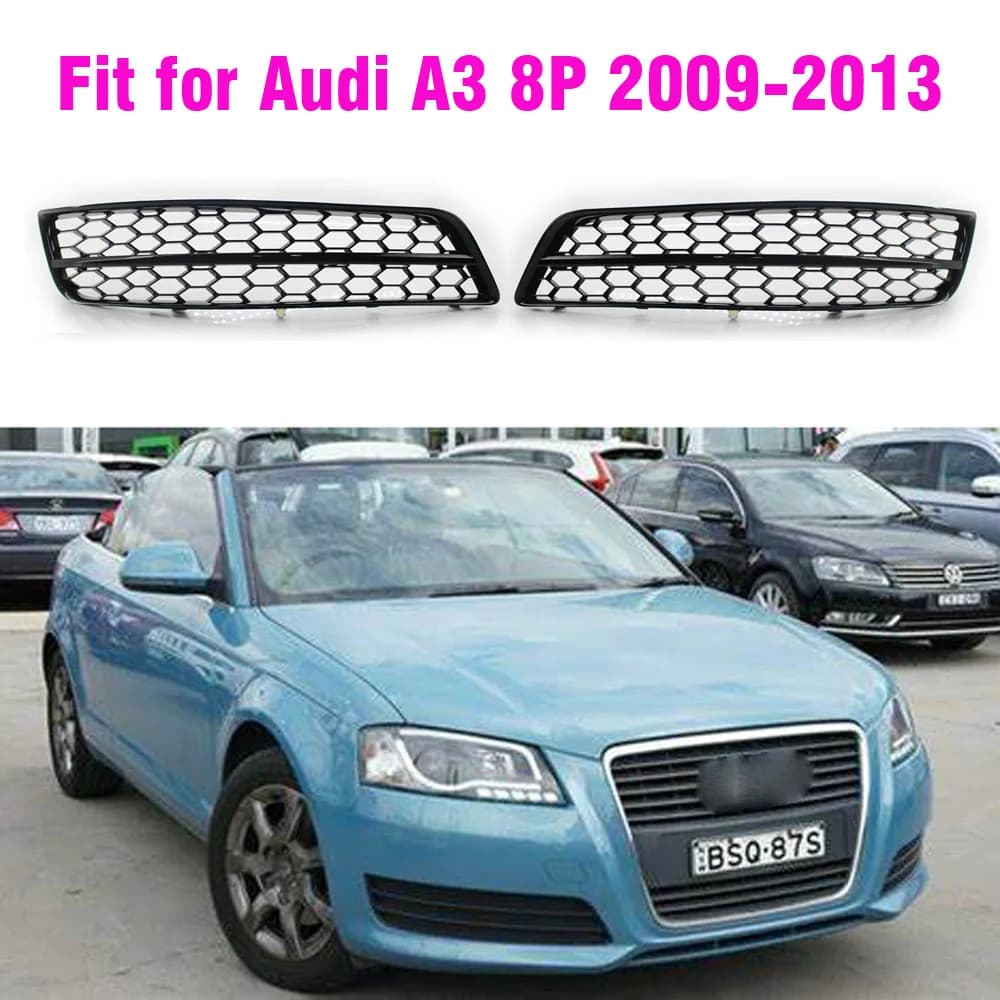 Couvercle de Calandre Chromé Noir en Nid d'Abeille pour Phare Avant de Voiture, pour Audi A3 8P 2009-2013