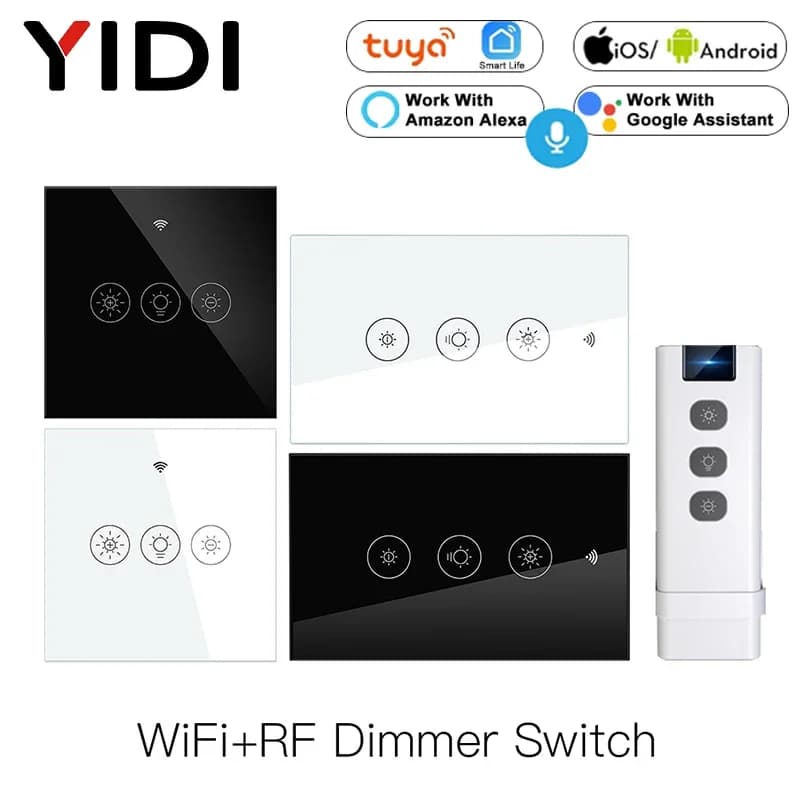 Tuya WiFi RF variateur de lumière intelligent 2/3 voies multi-contrôle vie intelligente APP télécommande fonctionne avec Alexa Google commande vocale