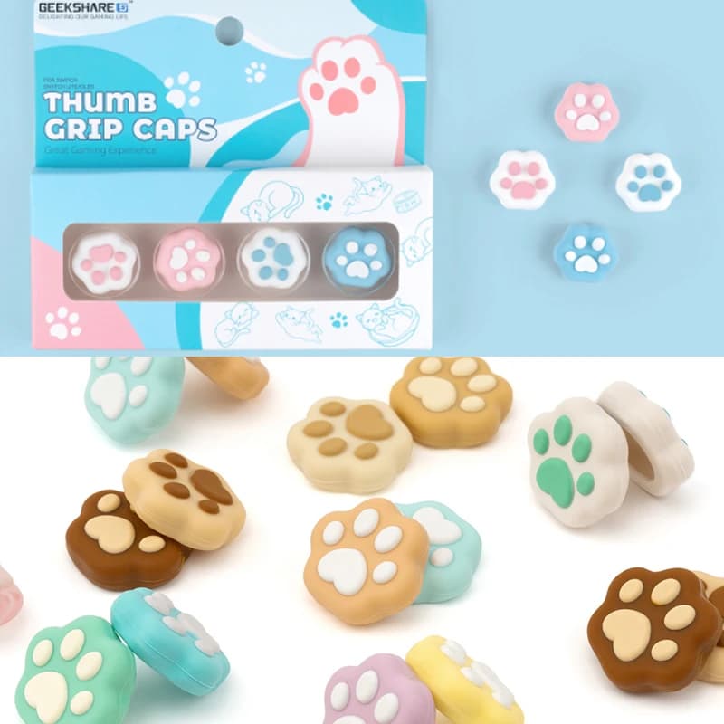 Juste de protection en silicone en forme de patte de chat pour manette, capuchon de poignée de pouce, étui pour manette Nintendo Switch, PomerCon, NS Lite