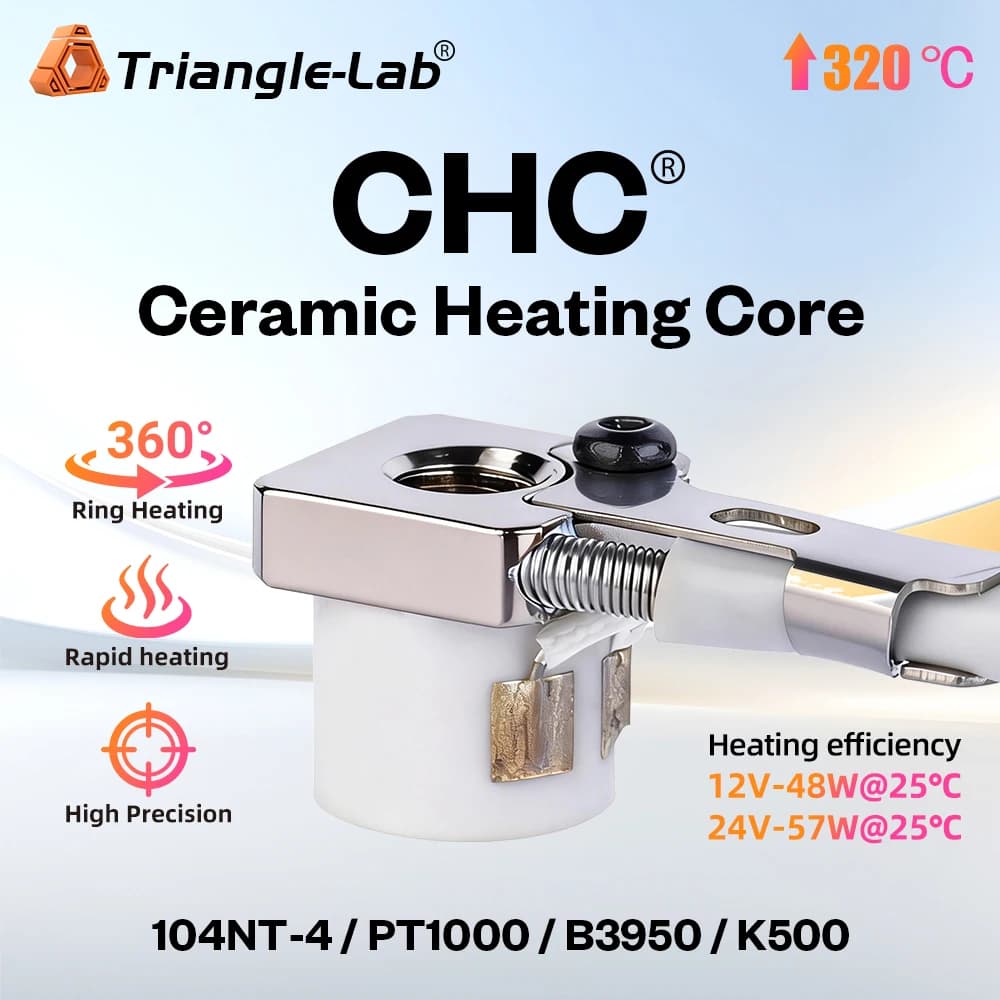 RS TriangleLab CHC ® Kit de noyau chauffant en céramique à chauffage rapide mini pour imprimante 3D Ender 3 V6 Hotend CR10 CR-10 CR-6 SE MK3S