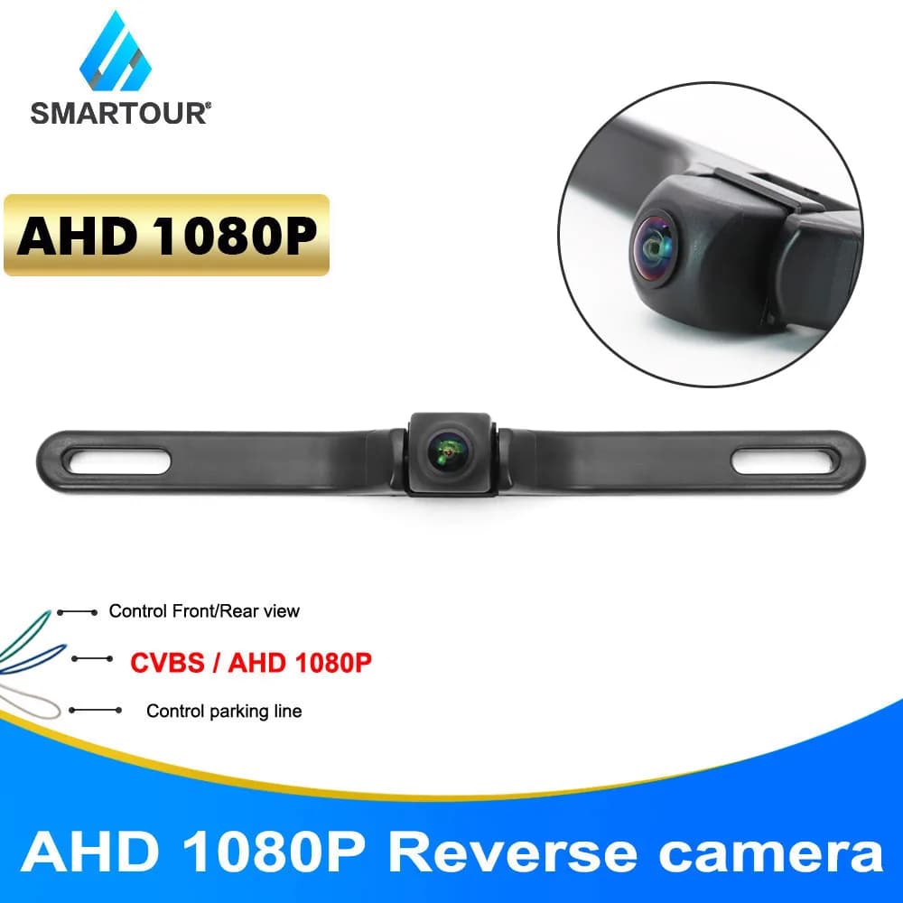 Smartour 180 degrés Fisheye lentille HD voiture arrière vue arrière caméra de recul cadre de plaque d'immatriculation Vision nocturne