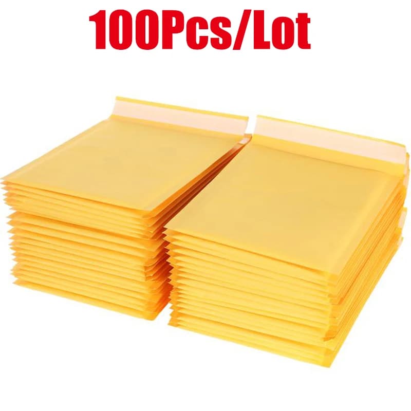 Sacs d'enveloppes à bulles en papier Kraft, 100 pièces/lot, spécifications différentes, enveloppes d'expédition rembourrées avec sac d'expédition à bulles