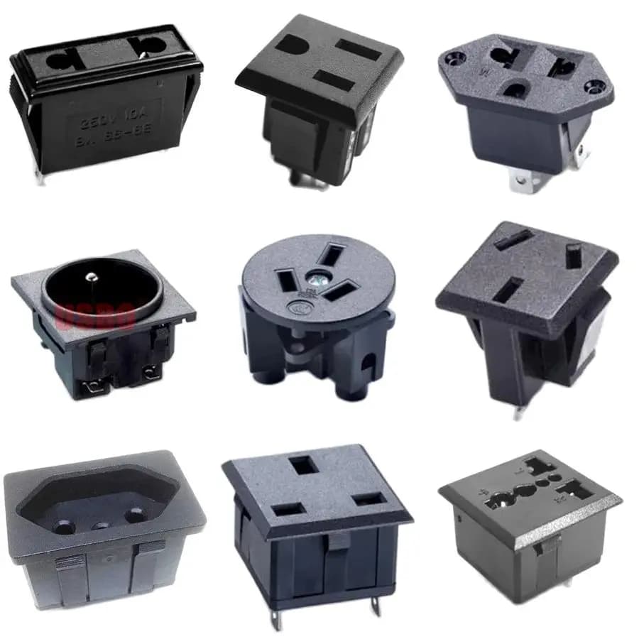 Prise électrique universelle AC en cuivre noir 10/16A 250V pour les États-Unis, le Japon, l'Australie, le Royaume-Uni, l'UE, l'Allemagne, la France, le Brésil