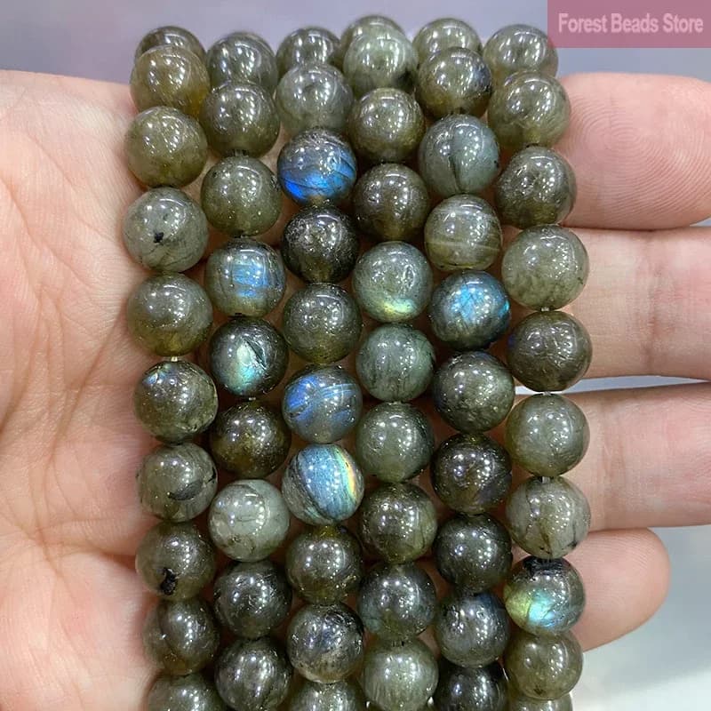 bracelet femme bijoux aliexpress france bijoux femme Perles rondes et lisses en Labradorite verte naturelle, accessoires pour la fabrication de bijoux, 15 pouces 4/6/8/10/12mm
