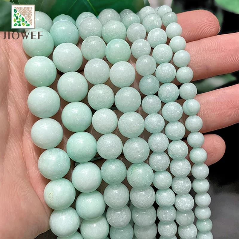 Pierre de calcédoine vert clair lisse, perles rondes en vrac, pierre naturelle, Bracelet et collier pour la fabrication de bijoux, 15 pouces, 4/6/8/10/12mm