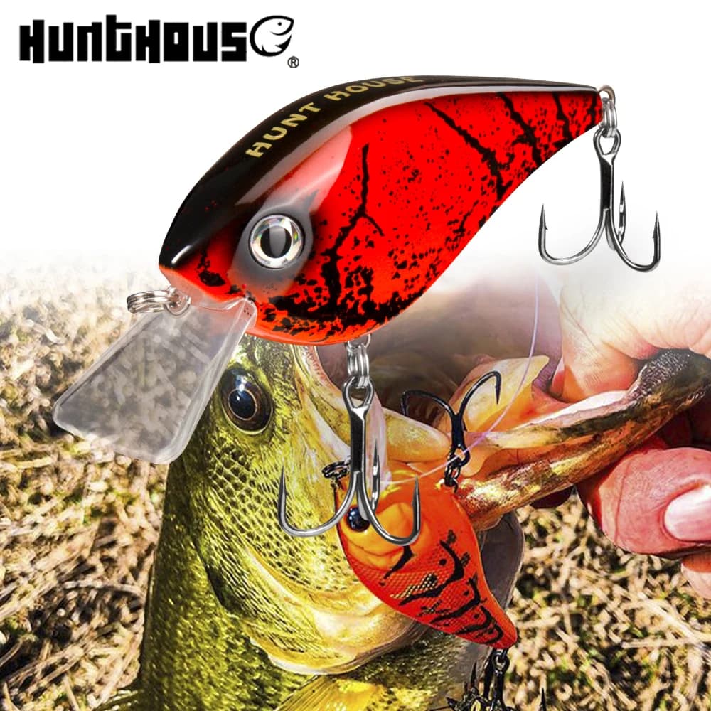 Hunthouse – leurre flottant rigide à manivelle Squarebill, appât artificiel idéal pour la pêche au bar ou au brochet en eau douce, 65mm, 16.5g, LW902