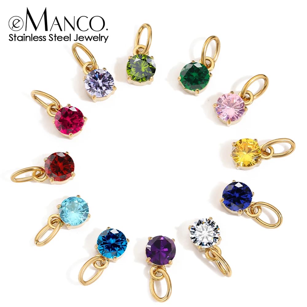 EMANCO Collier Pendentif en Acier Inoxydable, Pendentif Rond en Zircon, Breloques, Bijoux de Cosplay, Cadeau pour la Création de Colliers et Bracelets