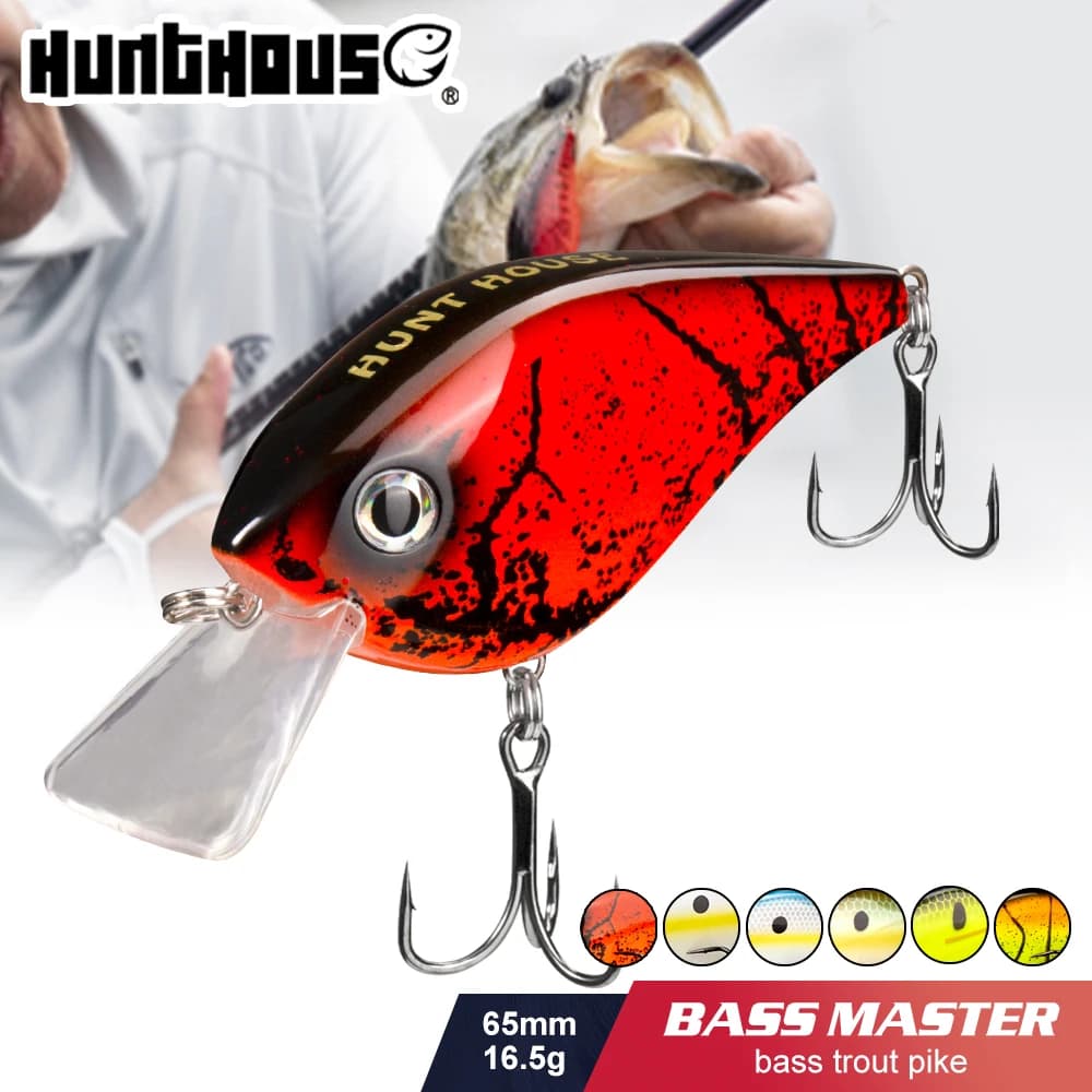 Hunthouse manivelle leurre de pêche appât carré flottant 65mm/16.5g appât dur leurre Wobblers Swimbait pour bar brochet matériel de poisson