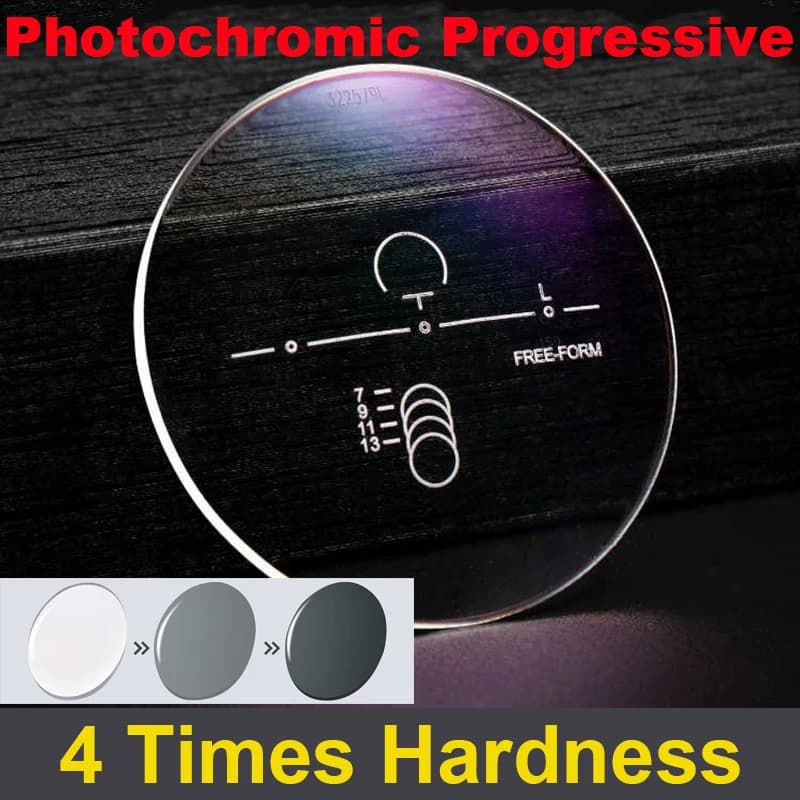 Lentilles progressives multifocales photochromiques 1.56-1.61-1.74 lentilles de Prescription pour voir de loin et de près UV 400 lentilles optiques minces