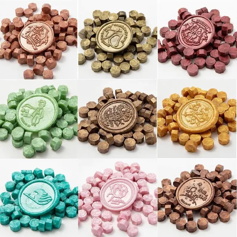 100 pièces de pastilles de cire vintage pour sceaux, perles de cire rétro pour l'impression, cire dorée pour scellage, mariage, anniversaire, laque pour sceaux, lacre