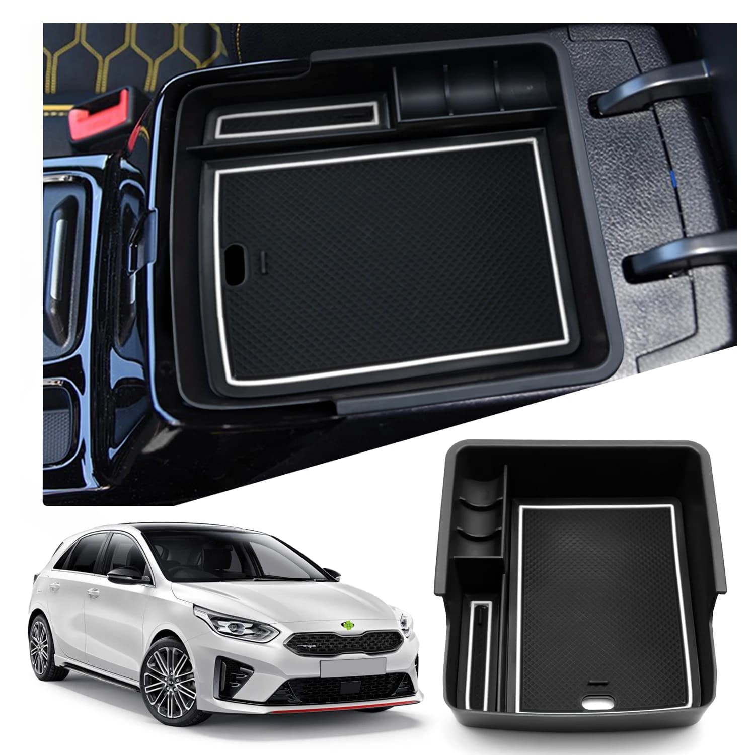RUIYA Car Armrest Box Storage for Kia Ceed SW GT / Proceed GT 2018-2025 Central Control Container Auto Interior Kia Ceed Accessories