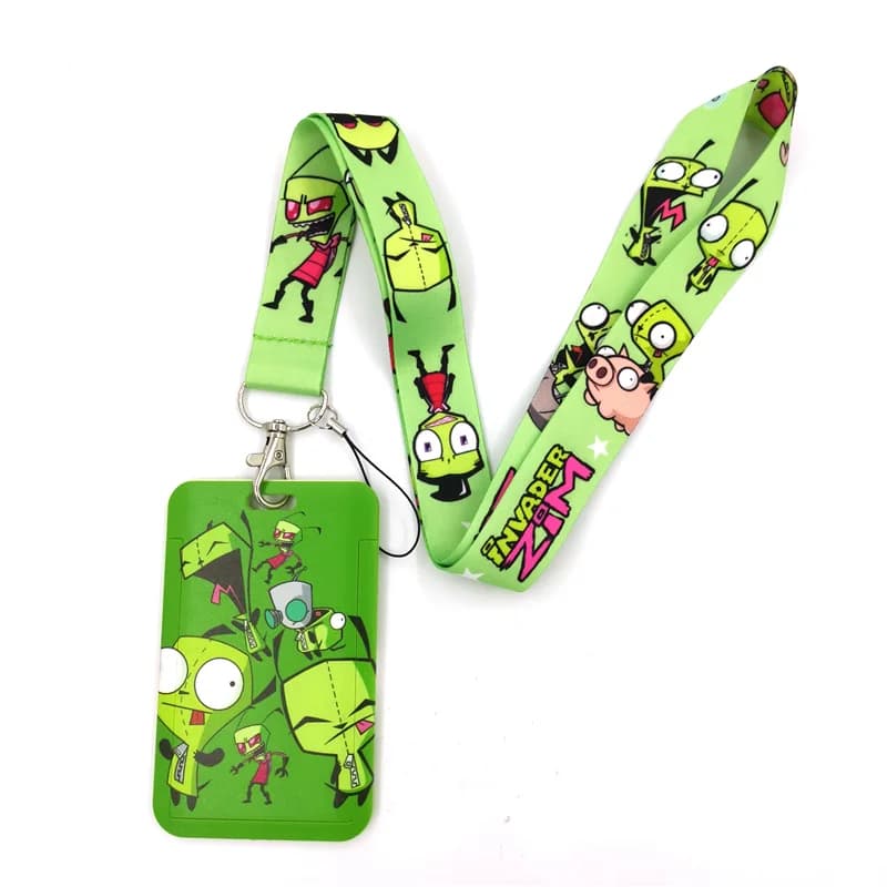 Invader Zim Art dessin animé mode lanières Bus ID nom travail porte-carte accessoires décorations enfants cadeaux