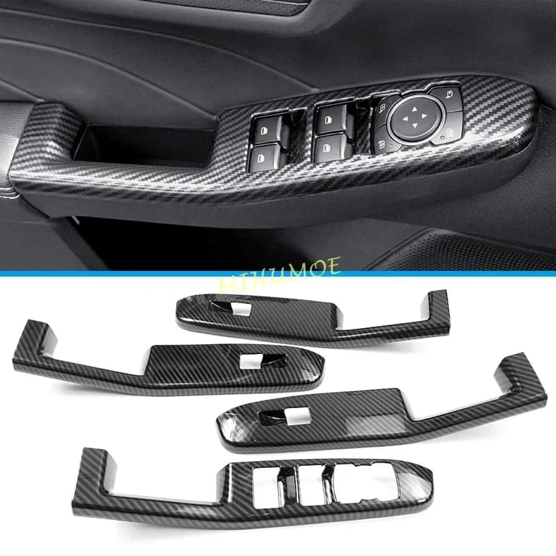 Couvercle de panneau de commutateur de porte et fenêtre en fibre de carbone, garnitures pour Ford Escape Kuga, 2020, 2021, 2022, 2023, 2024, 2025