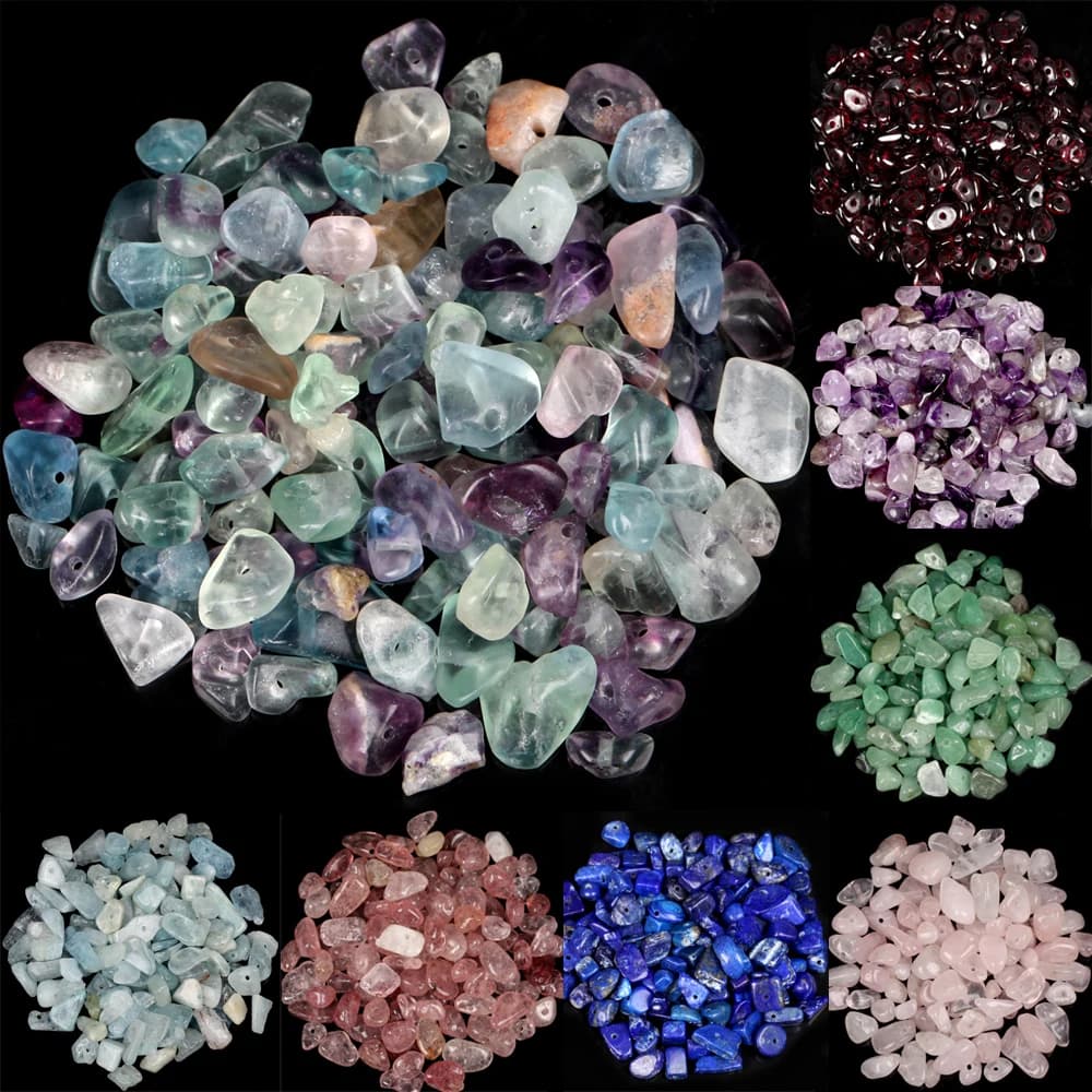 Pierre de gravier naturelle, Fluorite verte irrégulière, améthystes, perles de grenat pour la fabrication de bijoux, accessoires de collier et de bracelet à bricoler soi-même