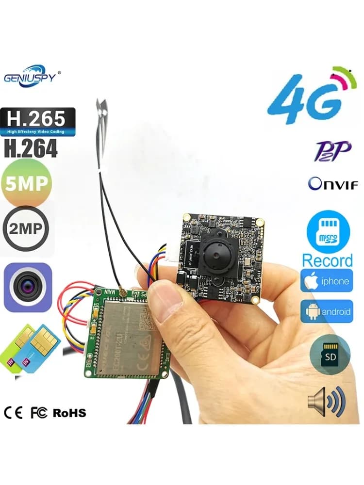 Caméra IP sans fil pour extérieur et intérieur, carte à puce, technologie de caméra Starlight 3G 4G Lte, RJ45, 1080P, 5MP
