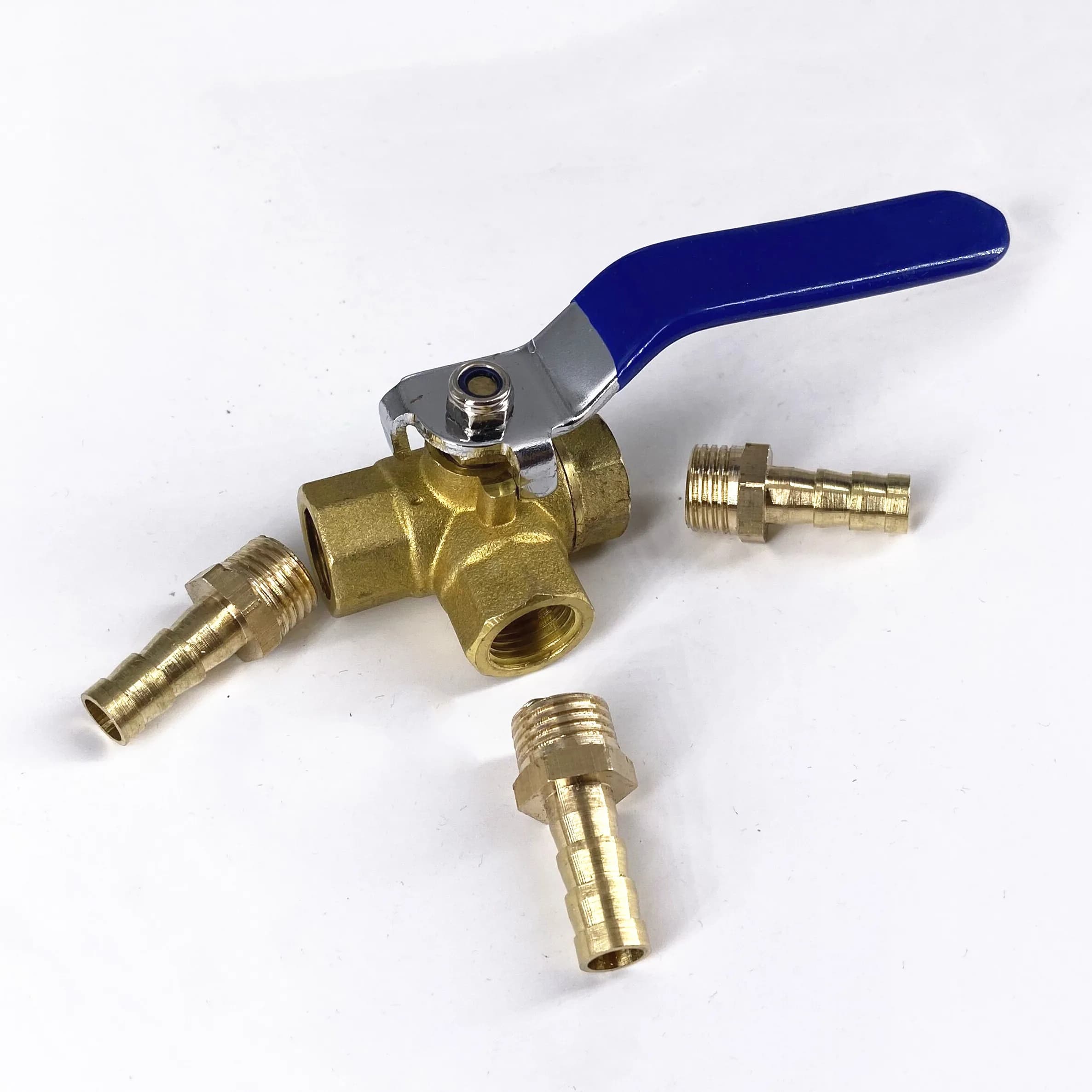 Adaptateur de connecteur de robinet à bille en laiton, filetage femelle BSP, port en L, 3 voies, eau, huile, air, gaz, tuyau cannelé, 4mm, 6mm, 8mm, 10mm, 12mm, 1/2"