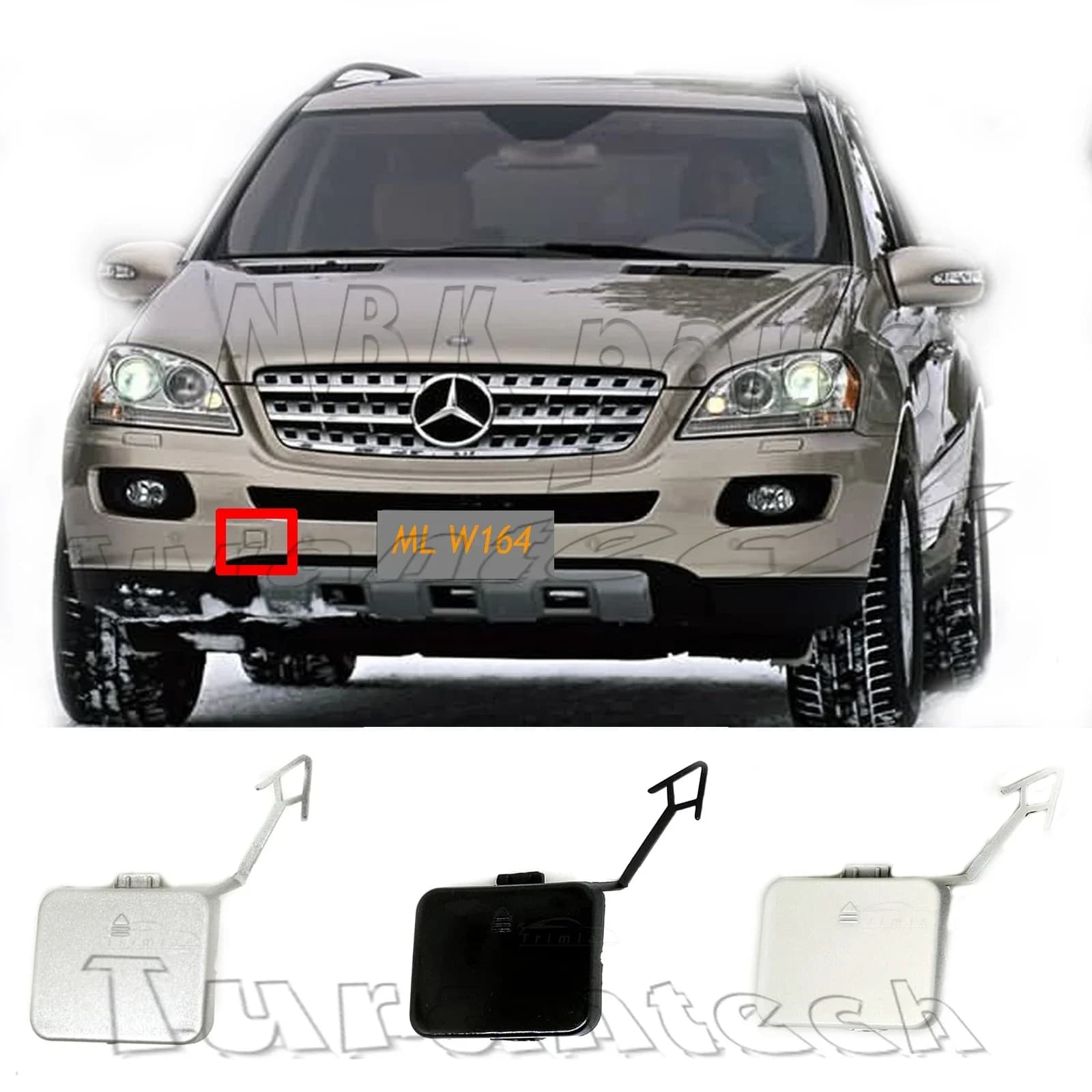 Couvercle de remorquage avant A1648850023, convient à 05-08 Mercedes-Benz ML W164 GL X164 280 320 350 420 450 500 63jas