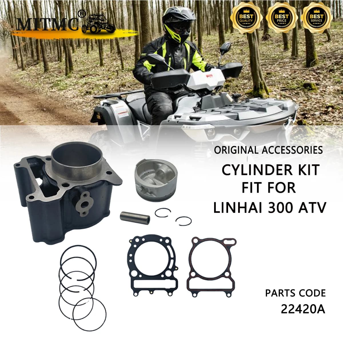 Kit de joint de piston à intervalles pour Linhai, kit de reconstruction d'extrémité supérieure, Linhai 300, LH300, RL, 300, E2, 300, T3b, 300, T3b, EFI, 72.5mm, 22420A, 22505A, 22506A