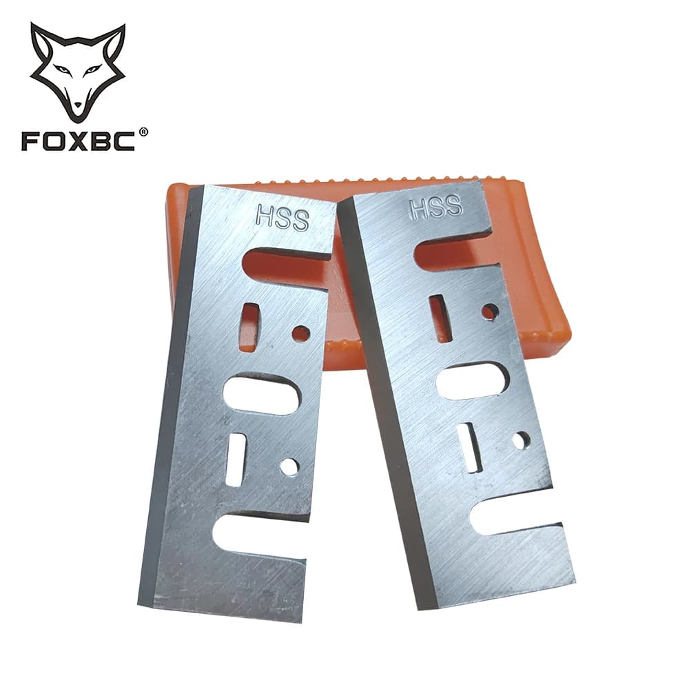 FOXBC 82mm x 29mm x 3mm HSS TCT lames de couteau de raboteuse 3-1/4 pouces remplacement pour Dewalt Makita 1900B Bosch Ryobi 2 pièces