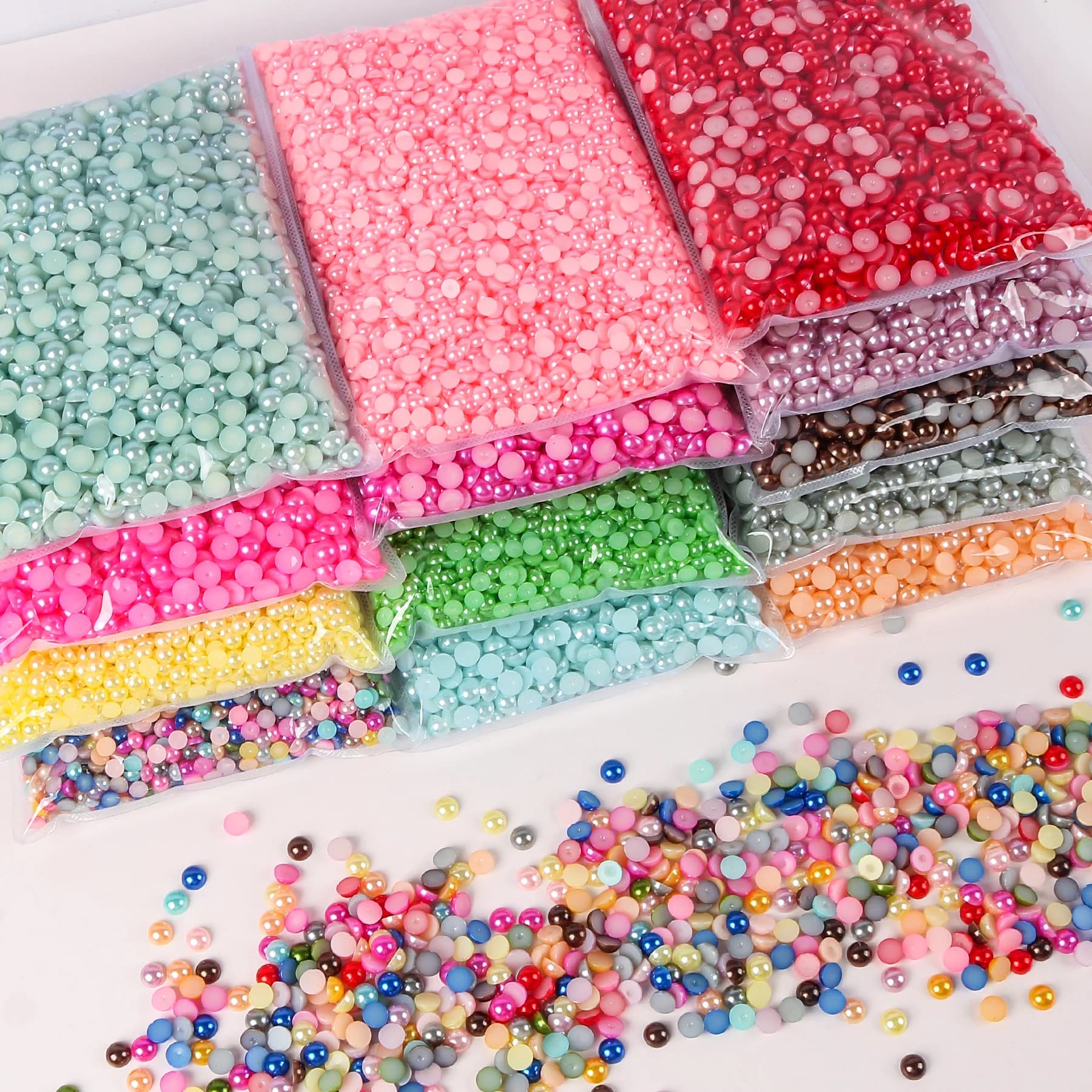 Bukle-Perles demi-rondes en ABS, biscuits acryliques, perles de scrapbooking, perles à dos plat, décoration d'artisanat d'art d'ongle 3D, vente en gros, 216.239.