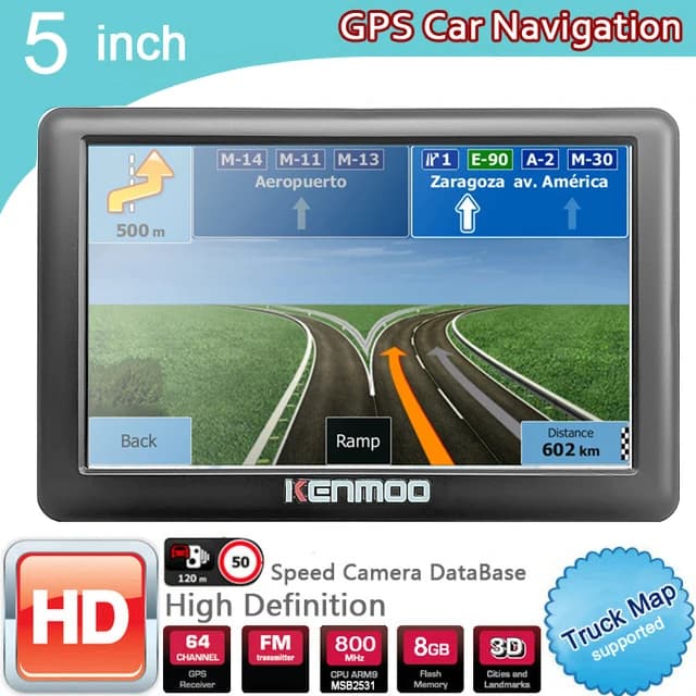 Navigation GPS portable HD 5 pouces avec cartes 2026 pour l'Europe et la Russie, pour voiture, camion, camping-car, caravane, avec mises à jour gratuites à vie
