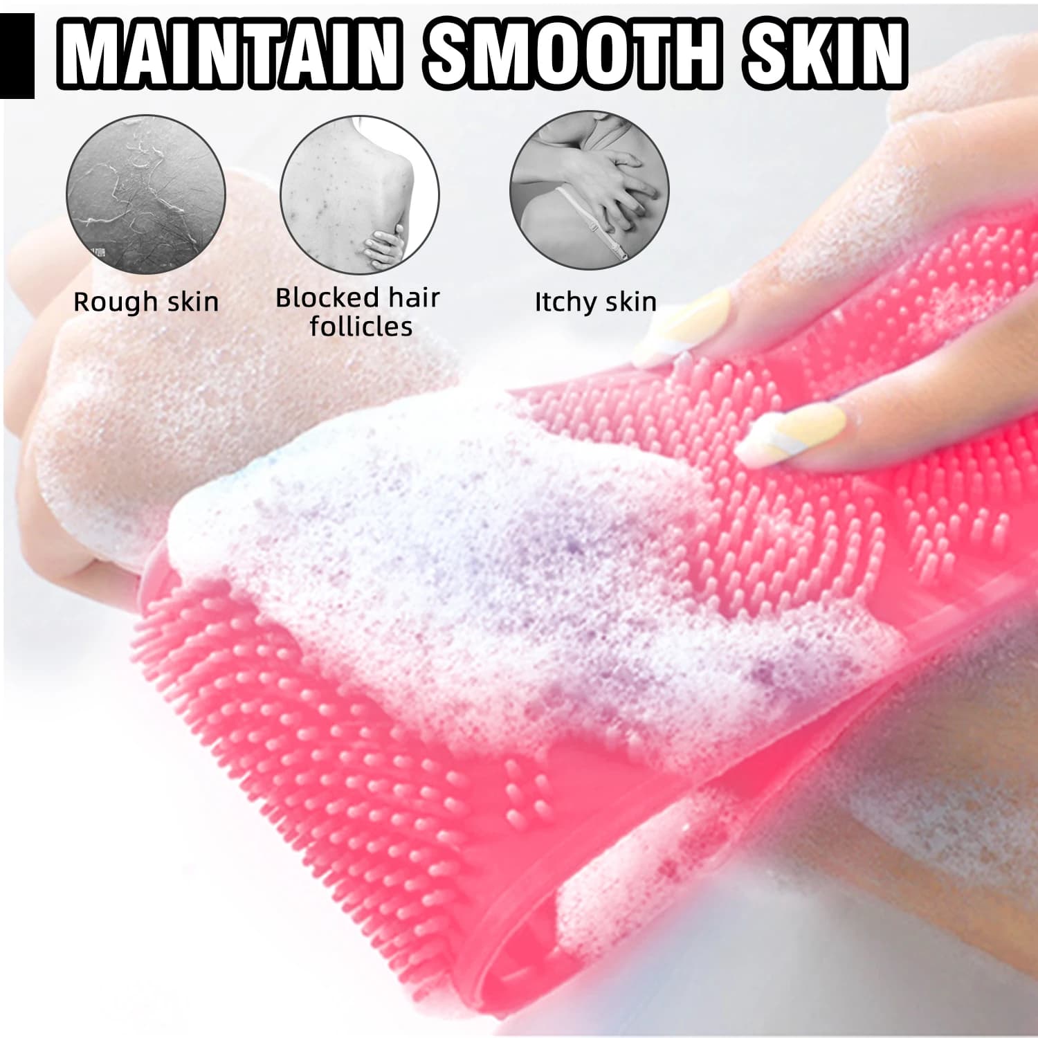 Serviette exfoliante et peaux mortes, bandes de bain corporelles portables de voyage, matériau en Silicone, épurateur de nettoyage du dos à Long manche