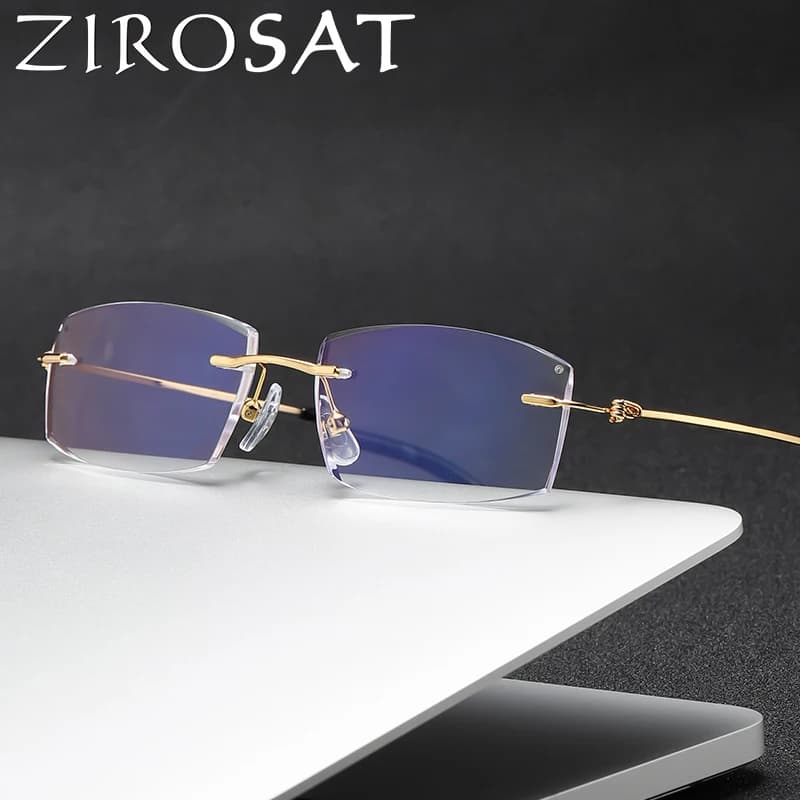 ZIROSAT 8581 lunettes de lecture hommes Anti rayons bleus presbytie lunettes ordinateur sans cadre avec + 1.0 + 1.5 + 2.0 + 2.5 + 3.0 +