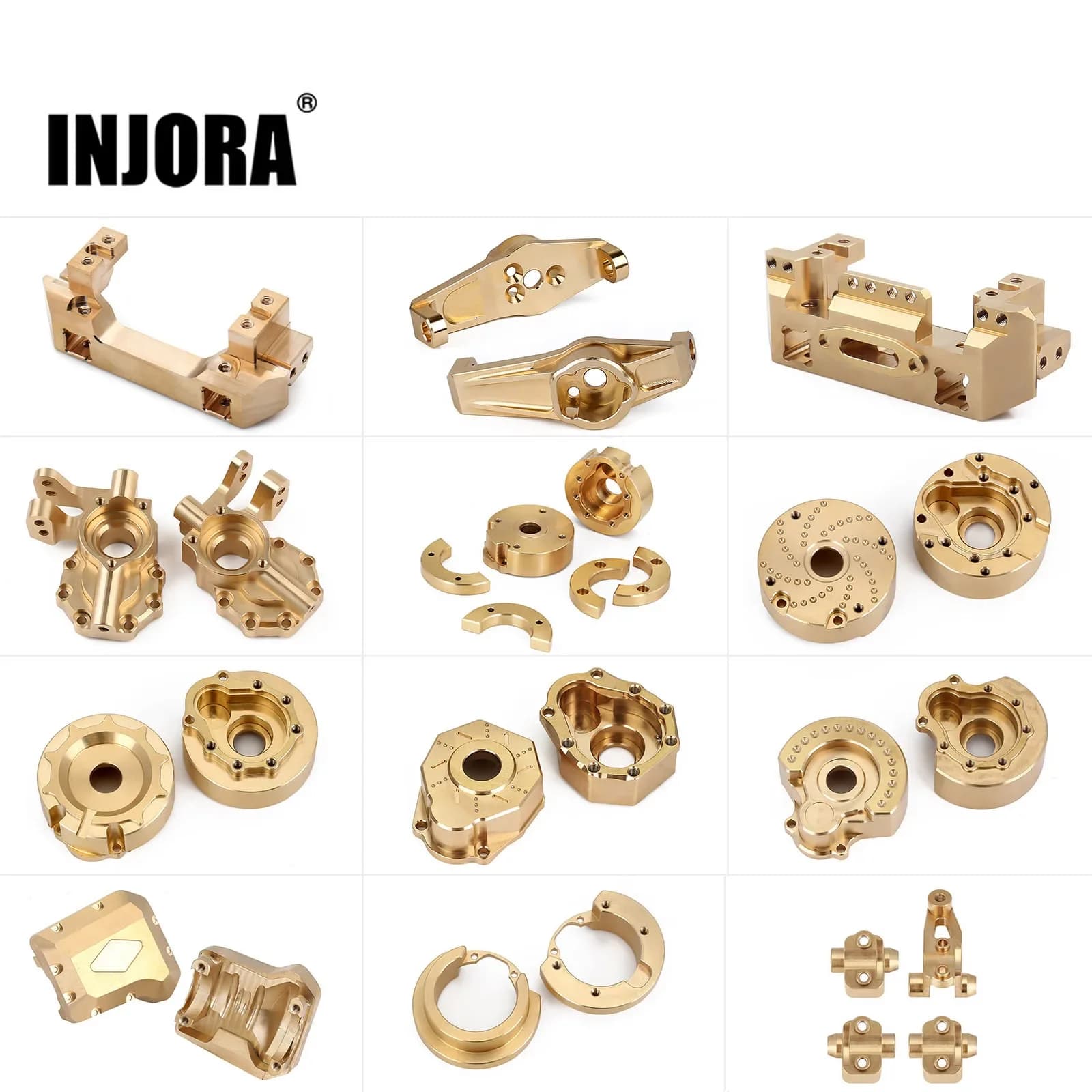 INJORA – boîtier d'entraînement de portail de contrepoids en laiton lourd, support de pare-chocs, support d'essieu pour chenille RC TRX4 TRX-4 TRX6, pièces de mise à niveau