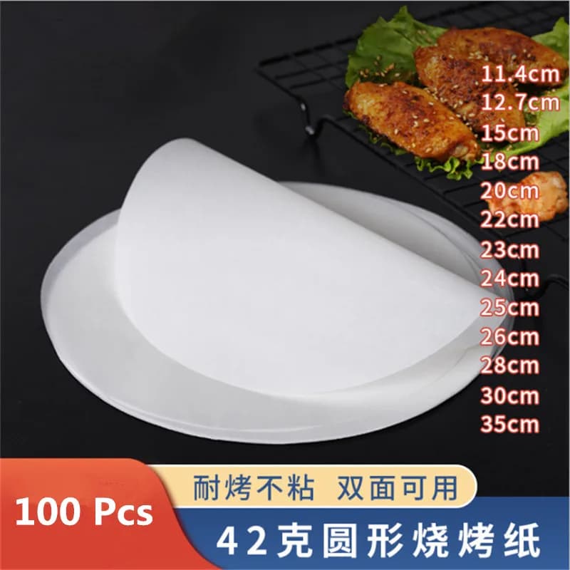 Papier rond Double face en Silicone, 100 pièces, papiers antiadhésifs pour four à Barbecue, revêtement de poêle à gâteaux résistant à l'huile