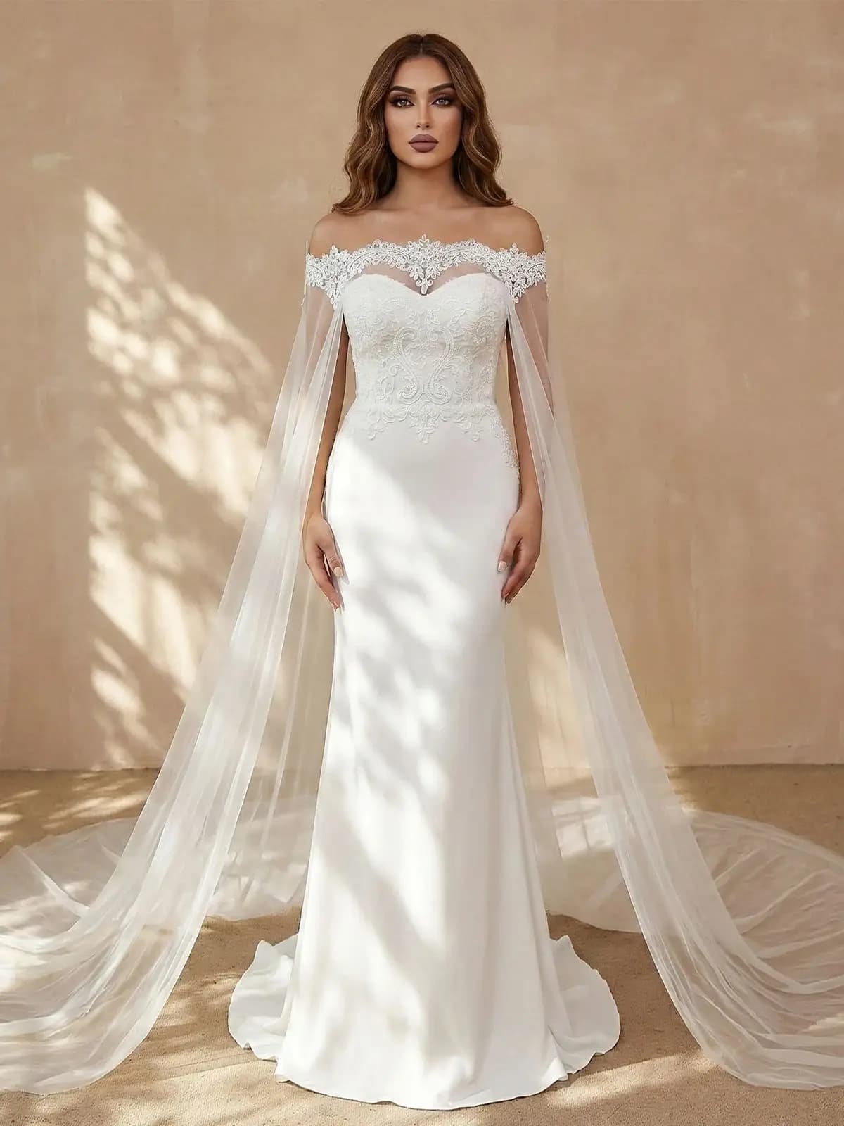 TOPQUEEN G36 châle de mariée Sexy décoration inversée Cape dentelle broderie pour robe de mariée inversée Cape de mariage voile personnalisable