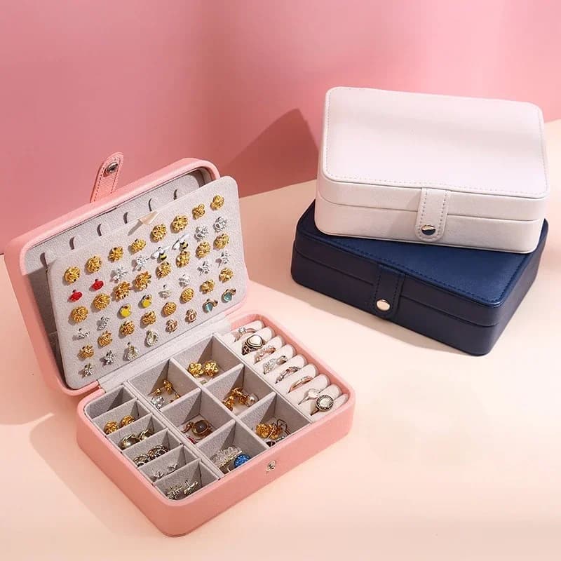 Boîte à bijoux en cuir PU, rangement de bijoux, boîtes de boucles d'oreilles, emballage, présentoir, organisateur pour la maison, voyage, cadeau pour fille