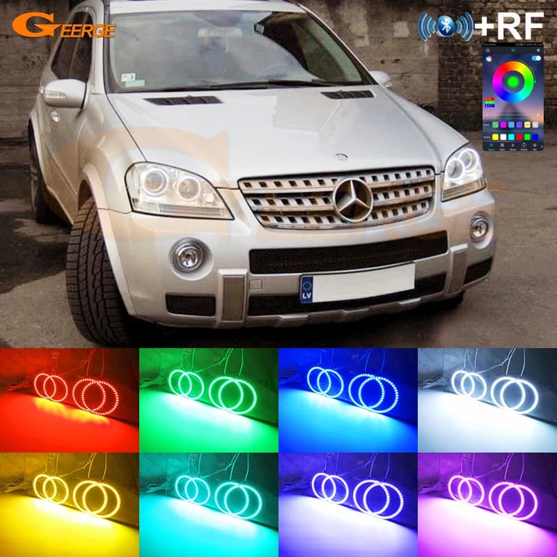 Kit yeux d'ange pour Mercedes Benz classe M W164 ML RF, télécommande compatible Bluetooth, LED RGB, anneaux Halo, super lumineux, multi-documents