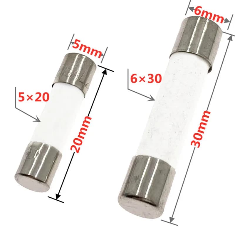 Fusibles à tube à soufflage rapide, fusibles en céramique, 250V, 0.1, 0.2, 0.3, 0.5, 1, 2, 3, 4, 5, 6, 8, 10, 15, 20, 25, 30A, vente, lot de 10 pièces