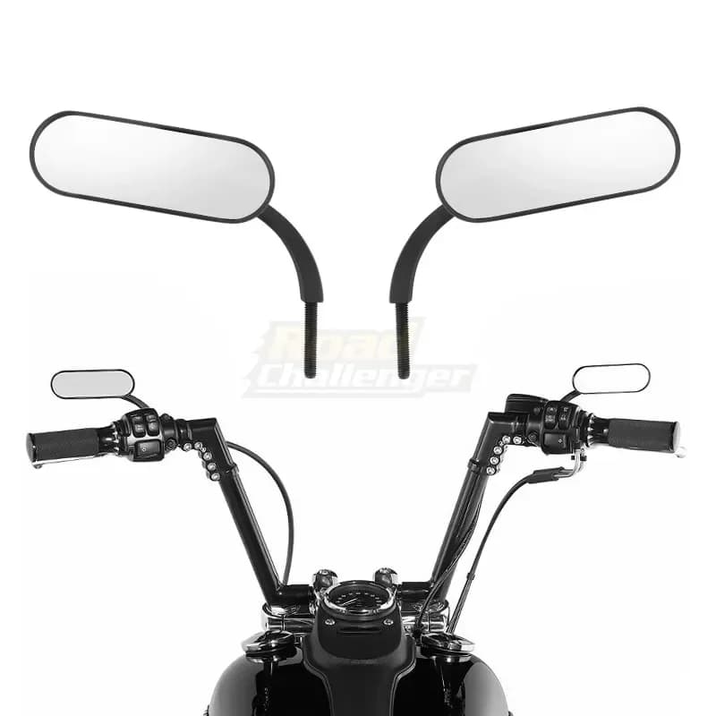 Rétroviseur de moto noir carré ovale latéral, pour Harley Touring Electra Glide Dyna Fatboy Softail Sportster