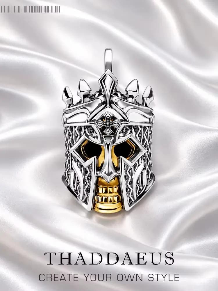 Pendentif crâne chevalier, flambant neuf, Vintage, bijoux fins, Europe, accessoires en argent Sterling 925, cadeau rebelle pour femmes et hommes