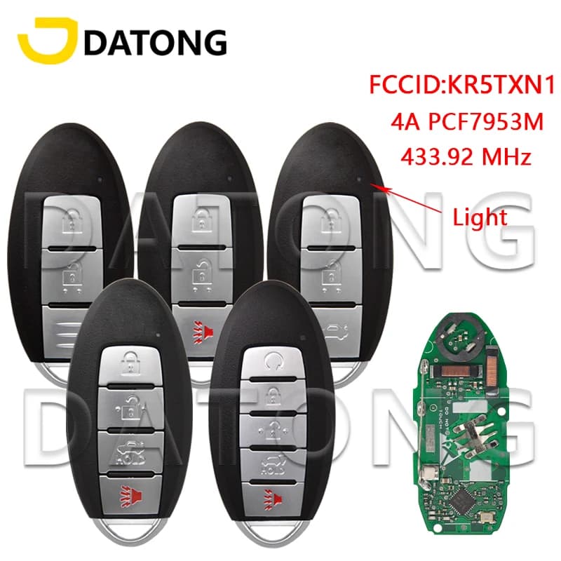 Datong World – télécommande de clé de voiture, pour Nisan Rogue Kicks S Sport 2018 – 2020, puce 4A 433MHz KR5TXN1, carte de proximité de remplacement