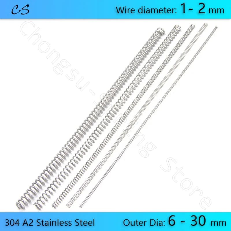 Fil à ressort de compression 305mm Dia 1 1.2 1.5 2mm Dia extérieur 6 8 10 12 14 15 16 18 20 22 24 25 26 28 30 mm Longueur 305 mm