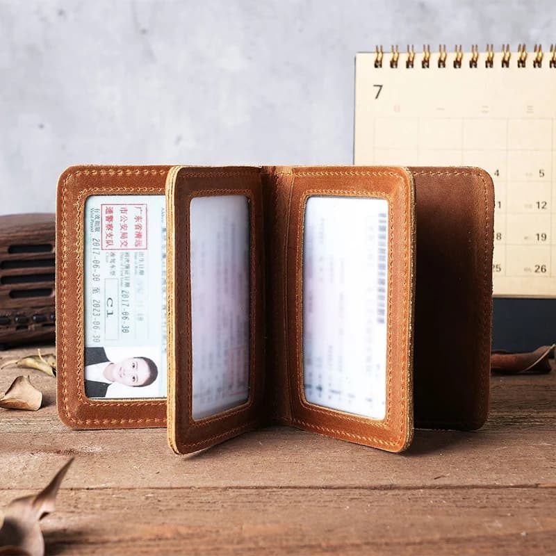 Porte-cartes de permis de conduire pour hommes et femmes, couverture en cuir véritable pour Documents de conduite, carte d'identité, portefeuille de crédit, pour femmes